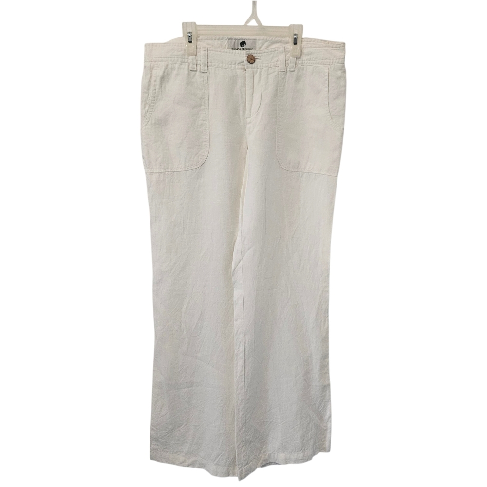 Banana Republic 100% Organic Linen Pants Cream Wide Leg Womens Size 10 Coastal